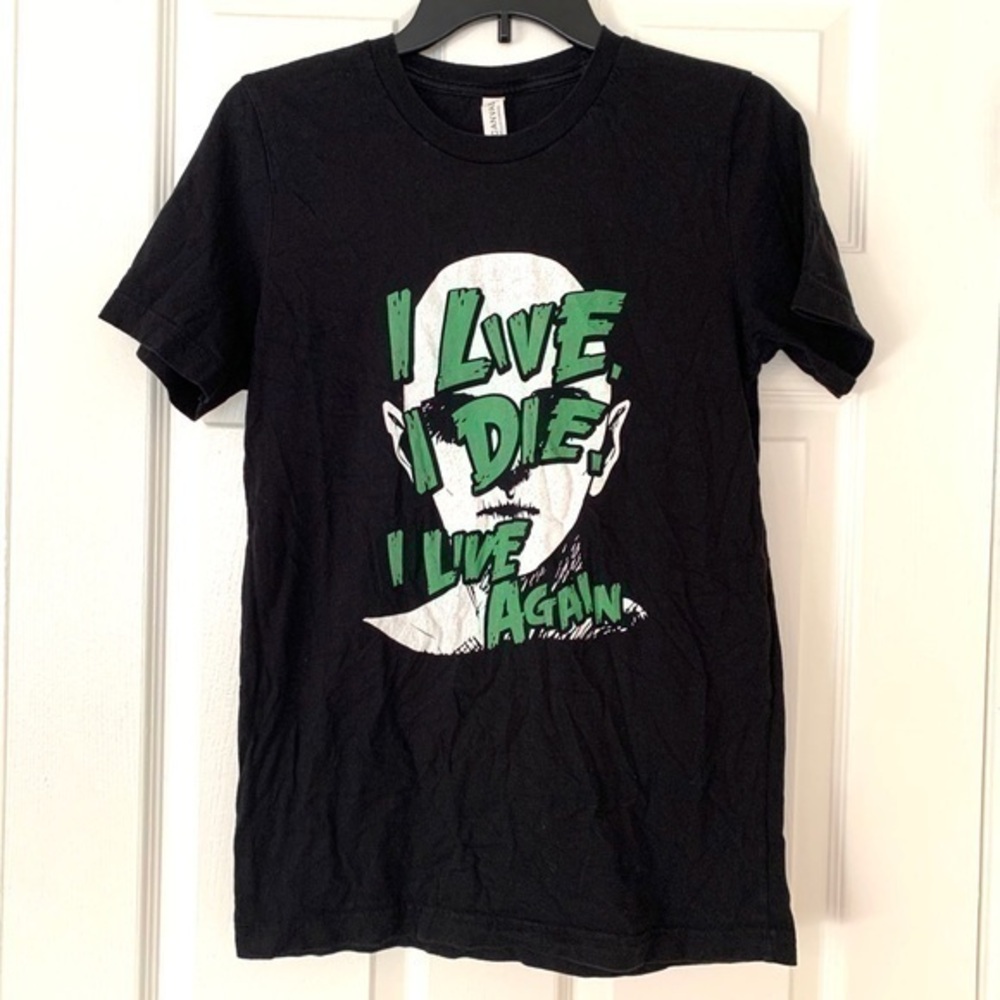 Black Graphic T-shirt I Live I Die I Live Again
